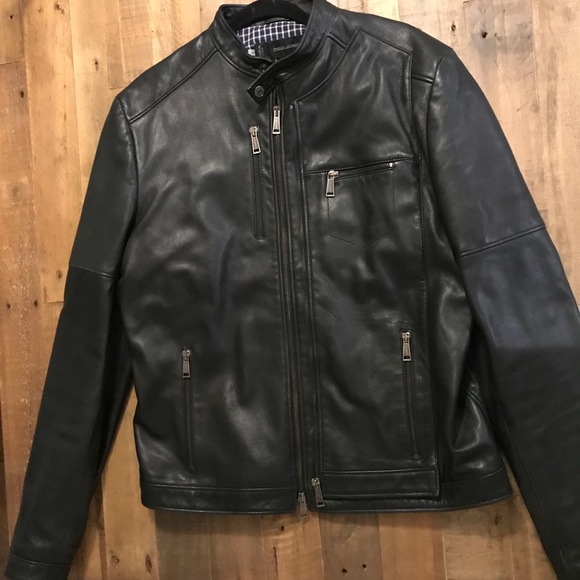 DSQUARED Other - DSquared Moto Jacket with Blue Flannel Silk Lining